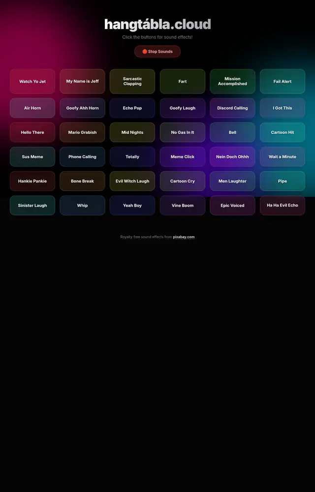 Startseite der Website Hangtábla