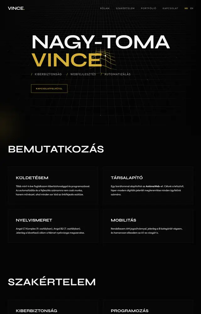 Startseite der Website Vince Nagy-Toma