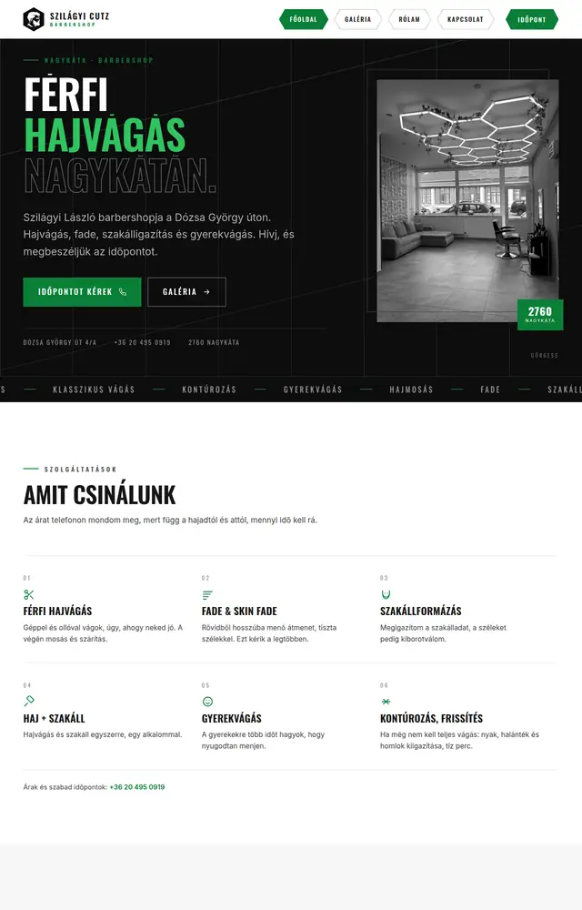 Startseite der Website Szilágyi Cutz